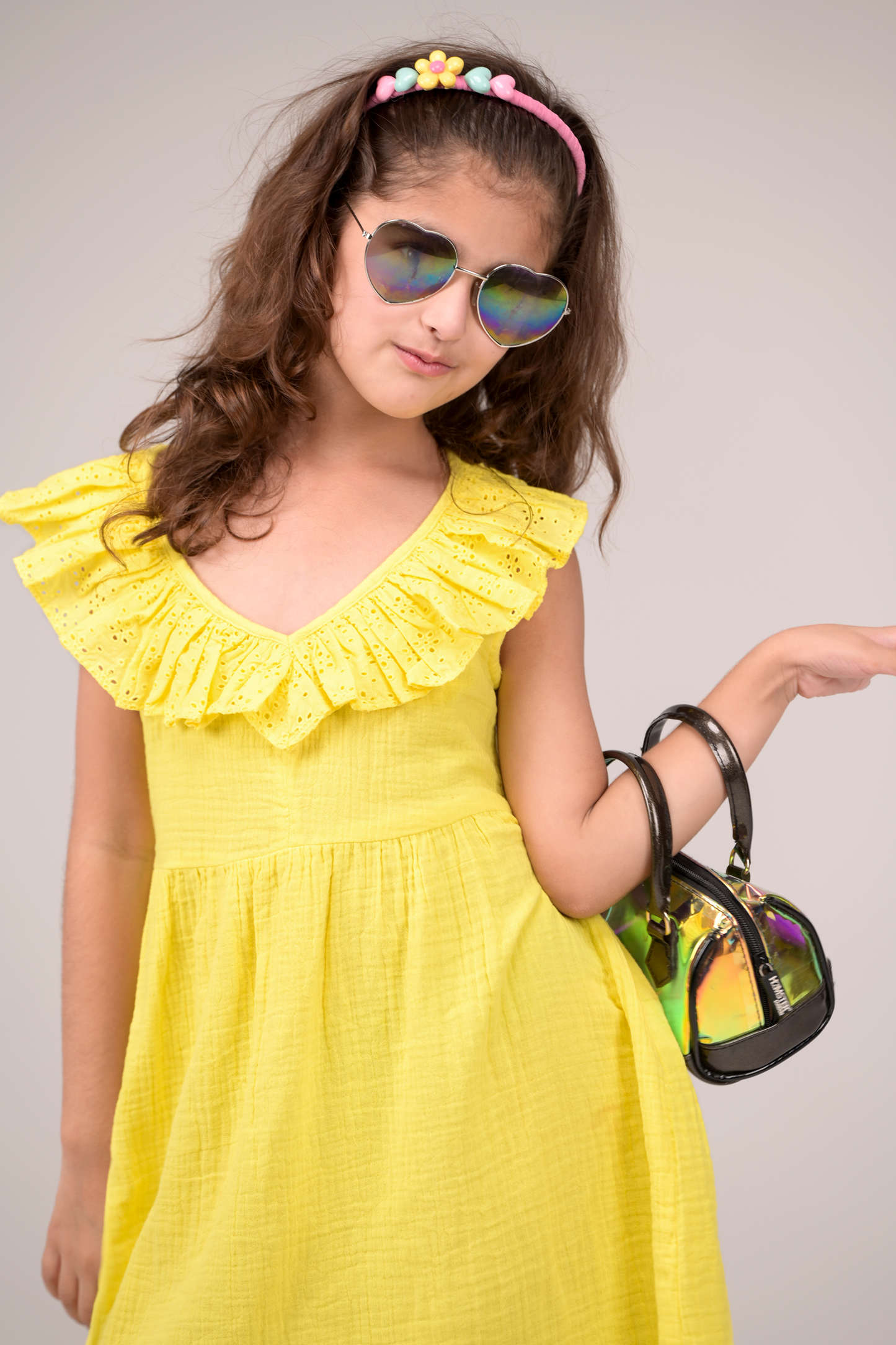 Cotton Dress with Ruffle Details