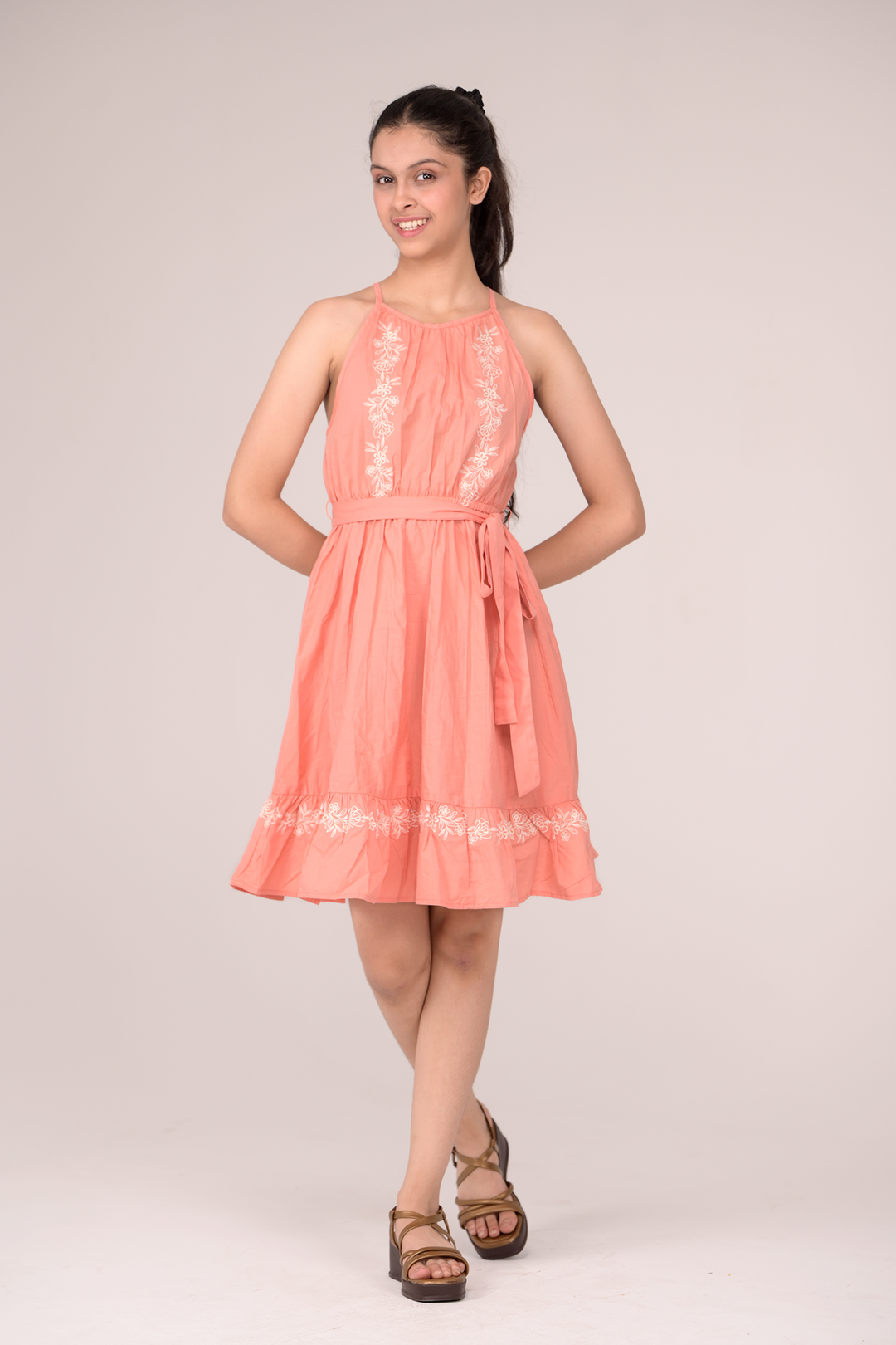 Dress with a beautifully embroidered yoke Urban Buds Dress with a beautifully embroidered yoke Urban Buds