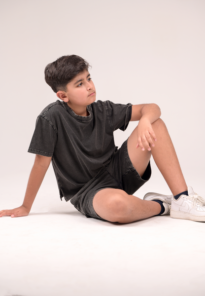 Trendy Acid Wash Tee for Boys – Overdyed Finish