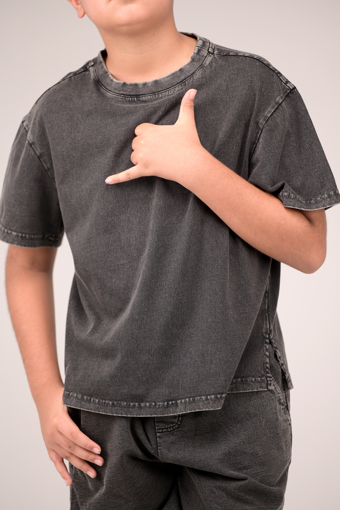 Trendy Acid Wash Tee for Boys – Overdyed Finish