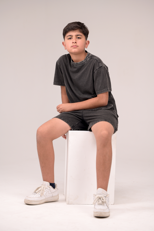 Trendy Acid Wash Tee for Boys – Overdyed Finish