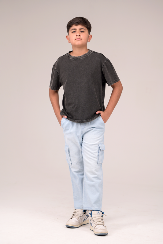 Casual Denim Pants for Boys with Utility Pockets