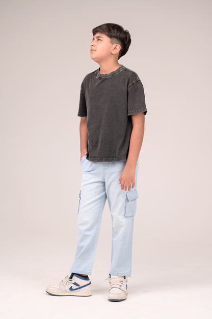 Casual Denim Pants for Boys with Utility Pockets