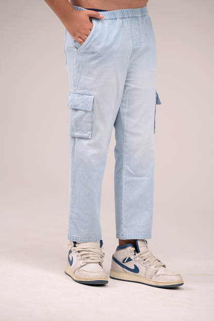 Casual Denim Pants for Boys with Utility Pockets