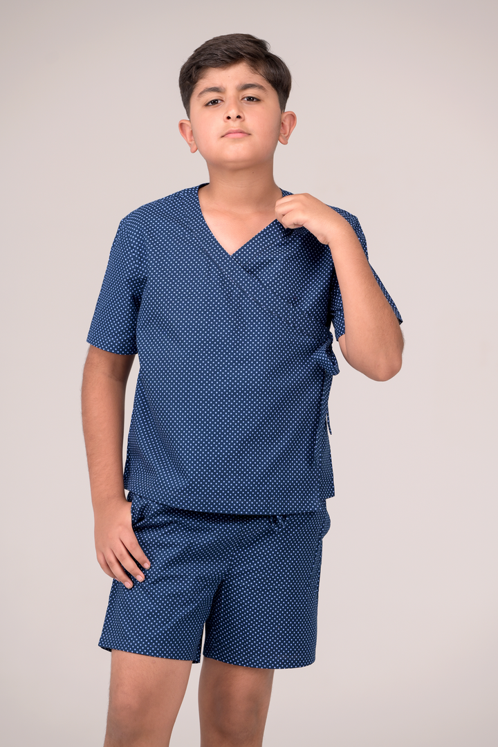 Classic Oxford Shirt in wrap around style and Shorts Co-ord set for Boys