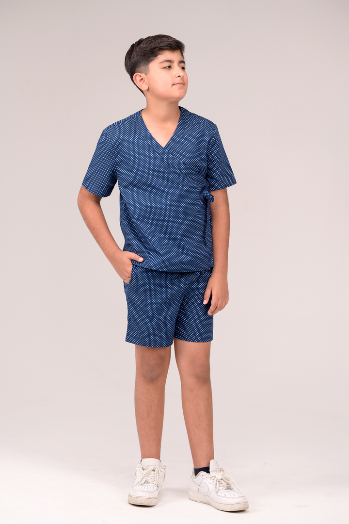Classic Oxford Shirt in wrap around style and Shorts Co-ord set for Boys