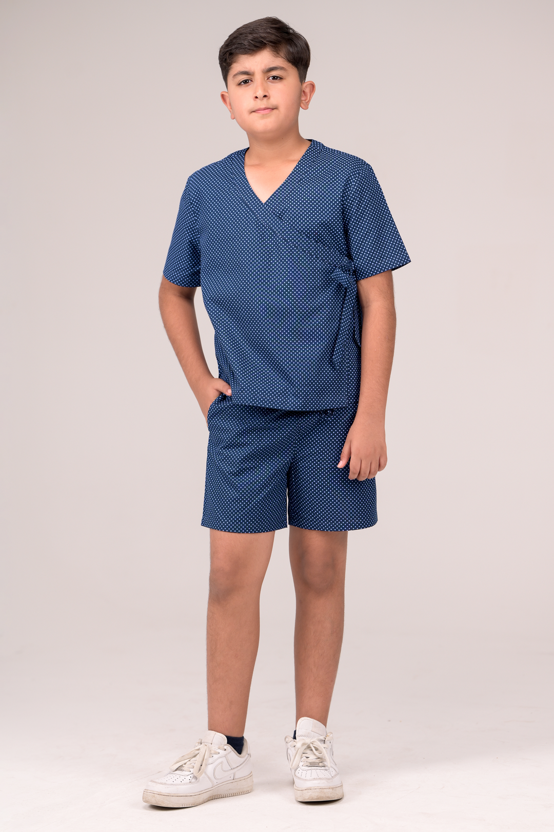 Classic Oxford Shirt in wrap around style and Shorts Co-ord set for Boys